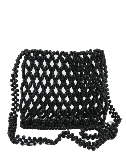 Beaded Designer Crossbody Bag YW-0006 BLACK